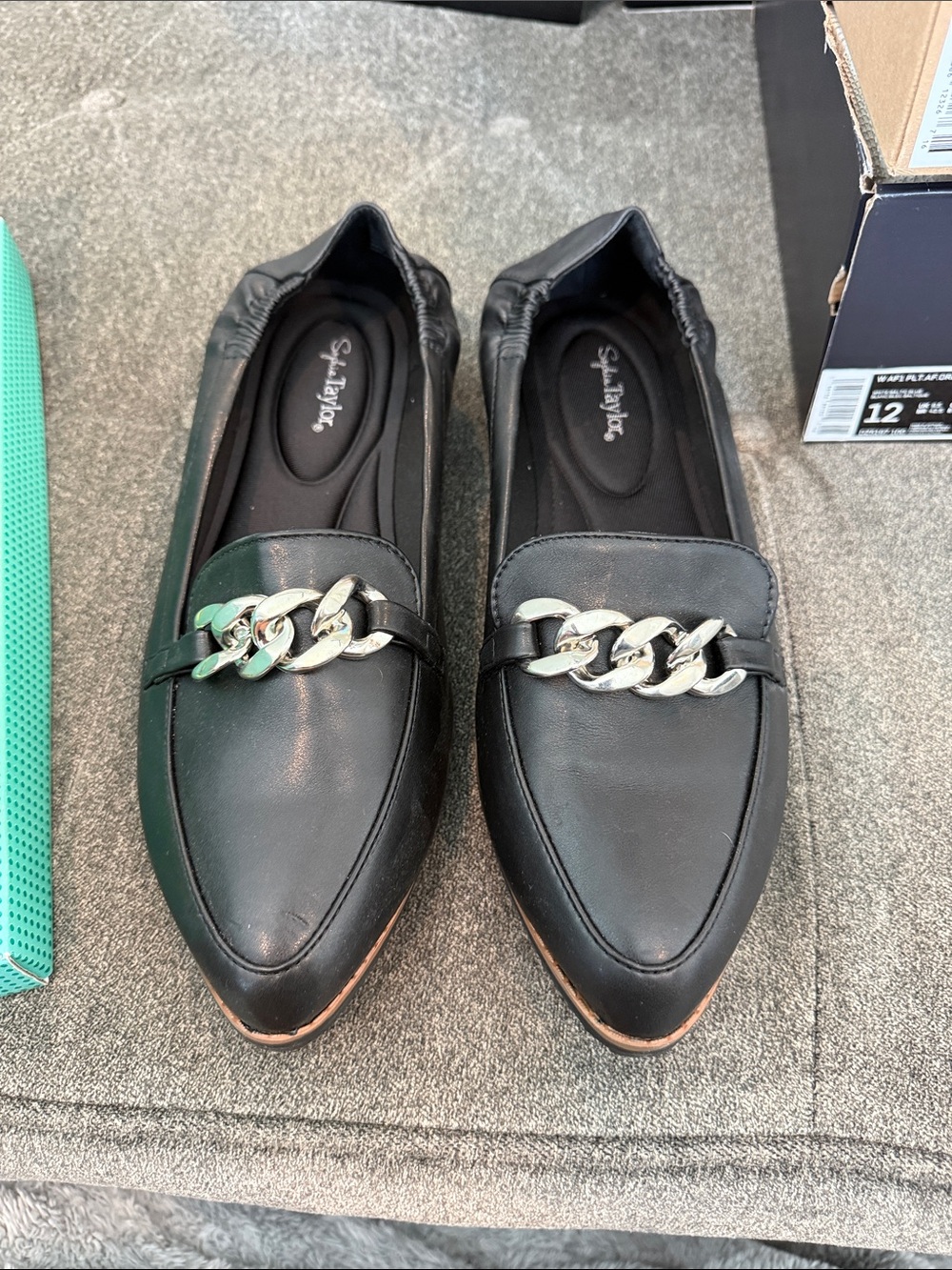Black Slip-On Flats with Ribbed Rubber Soles
